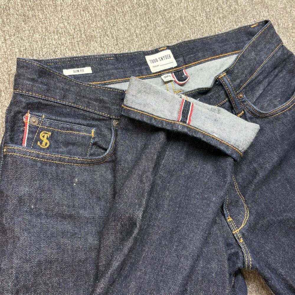 Todd Snyder Jeans Mens 32x30 Selvedge Blue Straight Slim Fit‎ Button Fly Indigo - Picture 12 of 16
